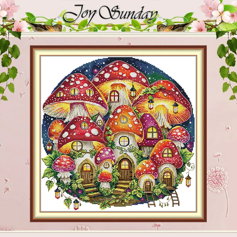

Mushroom House Patterns Counted Cross Stitch Set DIY 11CT 14CT 16CT Stamped DMC Cross-stitch Kit Embroidery Needlework Crafts