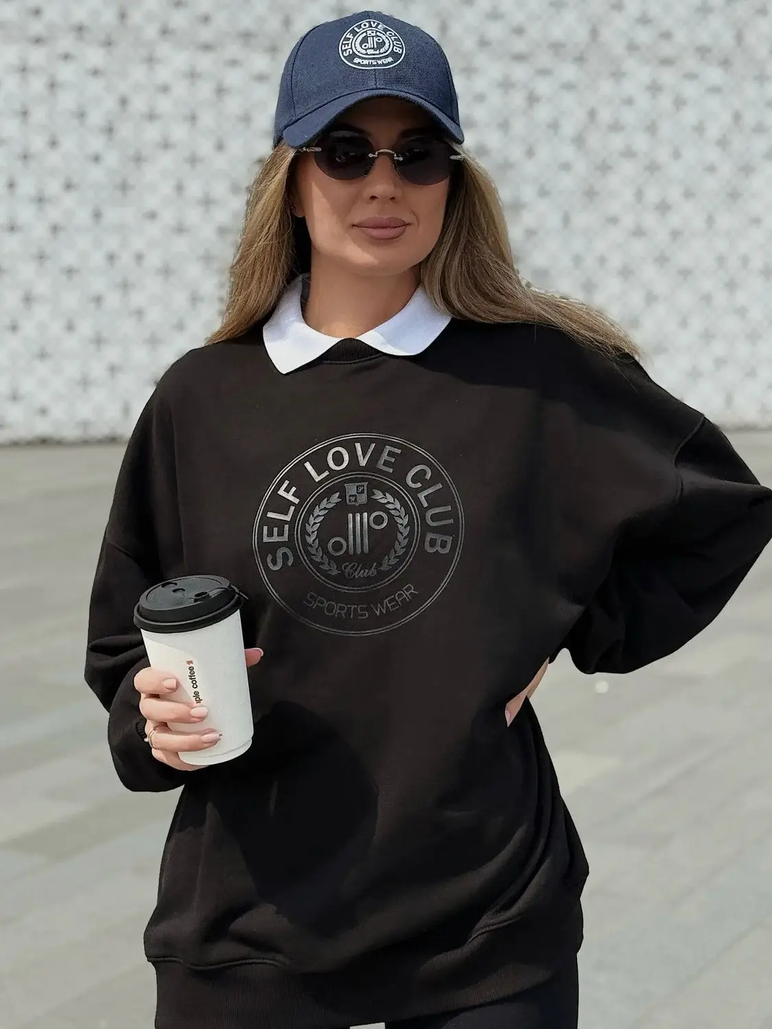 Bluza z nadrukiem Amerykański Klub Samopoczucia, okrągły dekolt, oversize, 6 kolorów, różowa, szara, dla par, moda uliczna, jesienna bluza