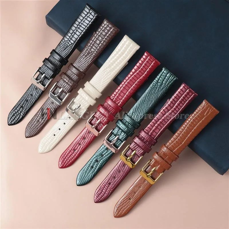 8mm 10mm 12mm 14mm 16mm Lizard Pattern Leather Strap Ultra-thin Wristbelt Soft Waterproof Slim Bracelet for Women SmallWatchband