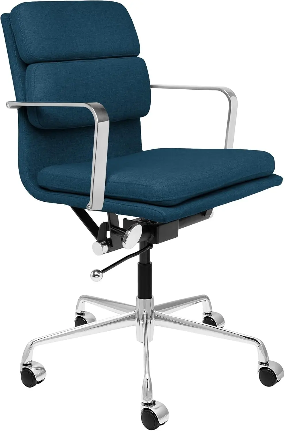 

Padded Management Office Chair - Mid Back Desk Chair with Arm Rest, Swivel & Cushion Availability, Made of Poly-Cotton Fabric