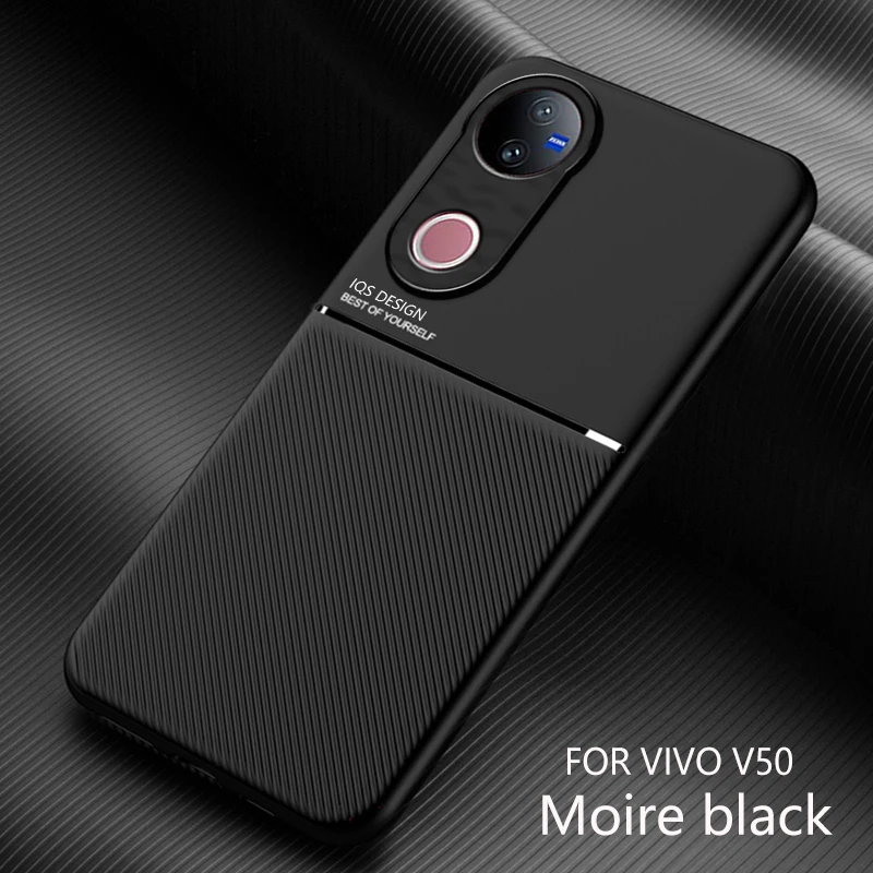 Non-Slip Texture Shockproof Phone Case For VIVO V50 5G 6.77 inches Soft TPU Frame PU Leather Magnetic Protective Back Cover