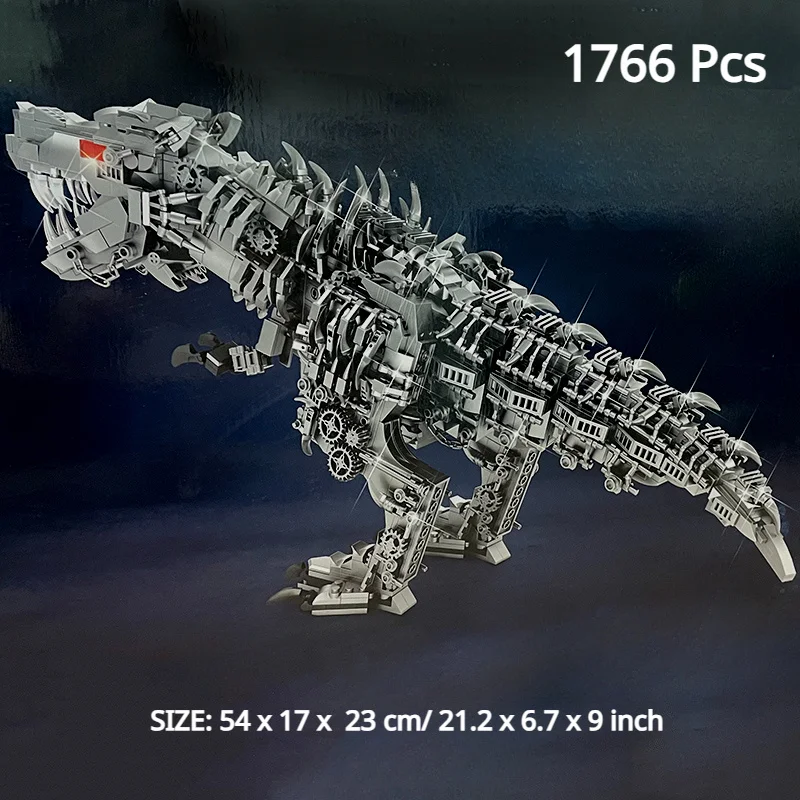 Ultimate T-Rex Dinosaur Building Blocks Set - 1766pcs, Gray ABS Construction Toy for Adult Collectors, Holiday Gift,