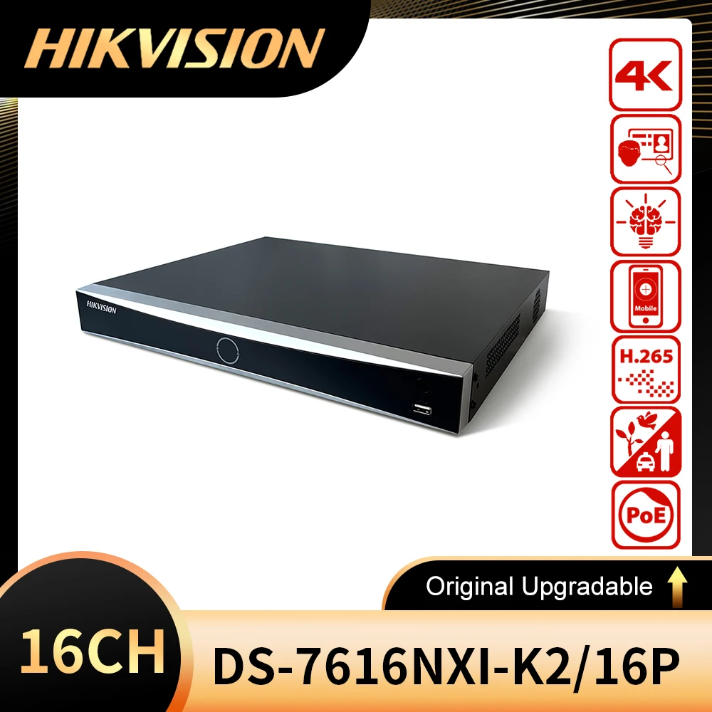 Hikvision DS-7608NXI-K2/8P and DS-7616NXI-K2/16P 8/16 Channel 4K H.265+ 2SATA AcuSense NVR Network Video Recorder with POE