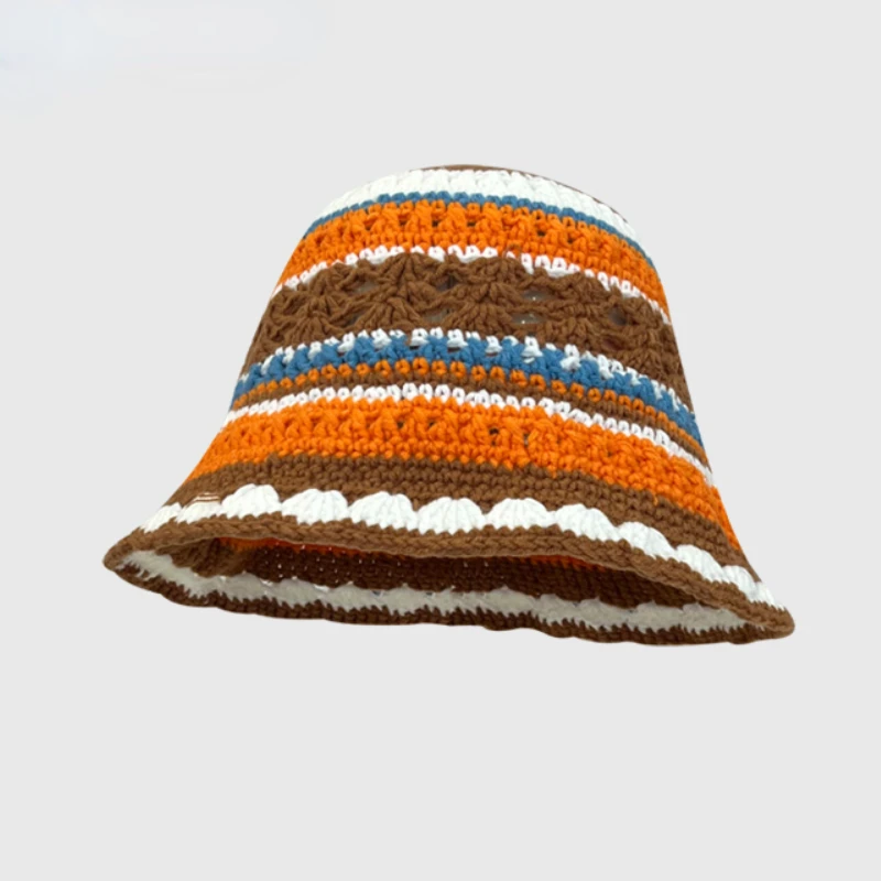 2025 herbst Neue Häkeln Koreanische Handgemachte Eimer Hut Frauen Weben Gestrickte Hut Y2k Mode Blumen Herbst Winter Mützen Becken Kappe – Detail 18
