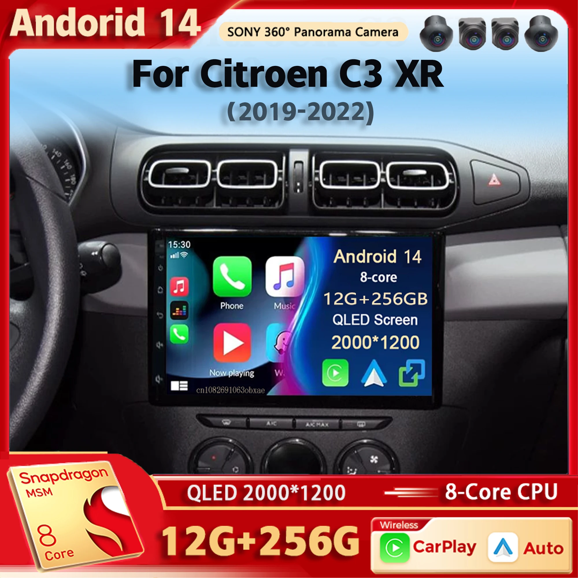 Android 14 Car Radio Multimedia Player For Citroen C3 XR 2019 - 2022 Auto Carplay Car Stereo DSP wifi+4G Ai voice 2 Din BT Gps 