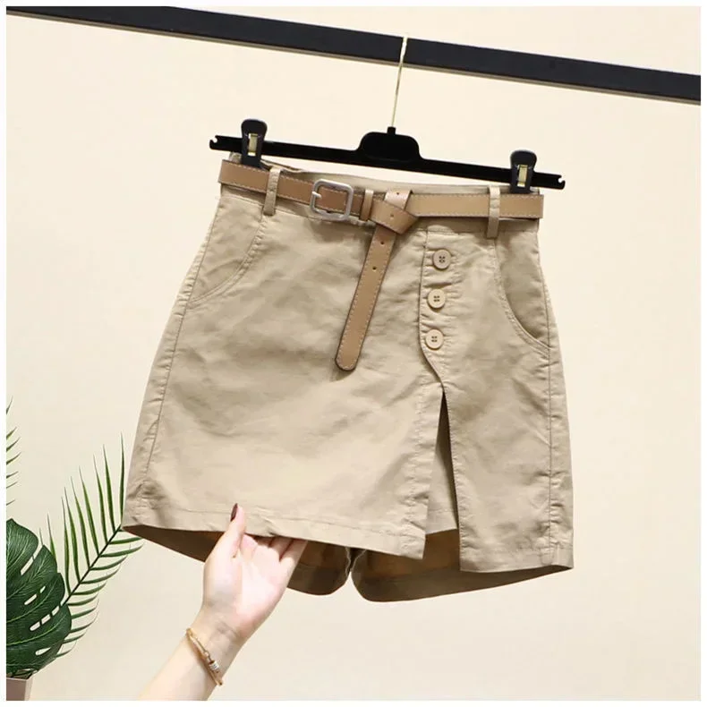 Pure cotton casual shorts for women in 2023 summer wear Korean version versatile A-line pants summer pants women's shorts