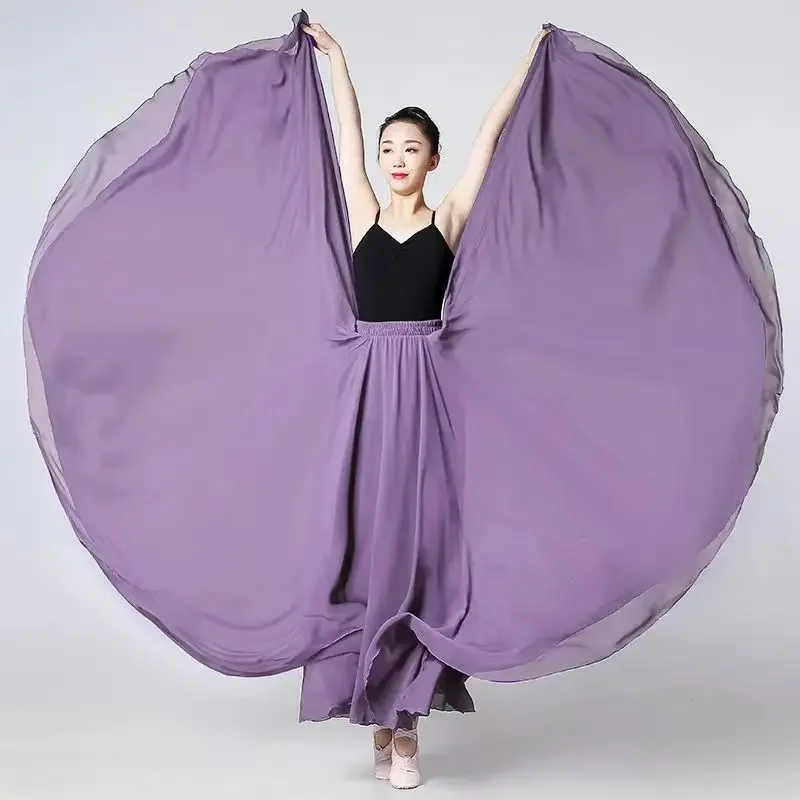 720 Grad Chiffon Rock Frauen 2-schicht Lange Röcke Elegante Leistung Kleidung Gaze Rock Große Schaukel Ballett Praxis Kleidung