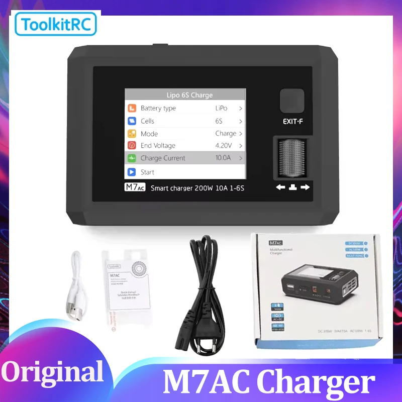 

ToolkitRC M7AC 100W AC / 300W DC Input XT60 XT30 Output Multifunction Suppot Dual Smart Charger Signal Tester Drone Charge