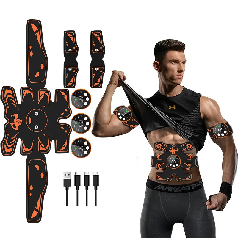 Six Pack Abs Stimulator EMS Muscle Toner, Electronic Abdominal Fitness Belt for Home Workout, Body Training Gym Equipment