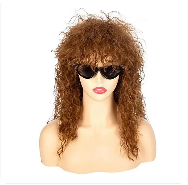 Synthetic Hair Funny Halloween Cosplay Wig Men Women 70s 80s Long Curly Black   Costume Wig