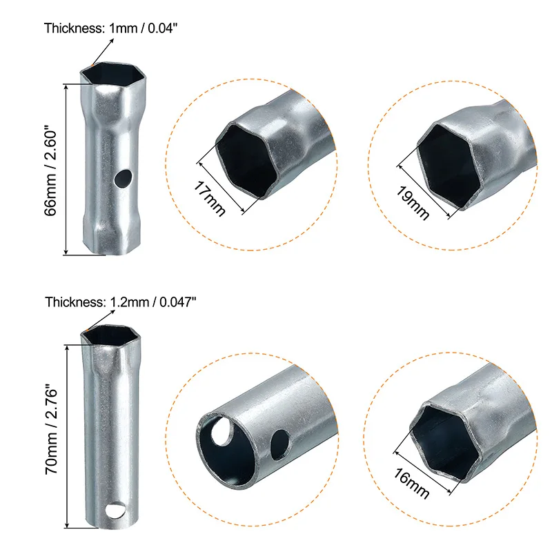 3Pcs 16Mm 21Mm 17/19Mm Bougiesleutel Dual Ended Steeksleuteldop Tool Met Koppel bar Handvat Spanner Set Voor Auto Auto