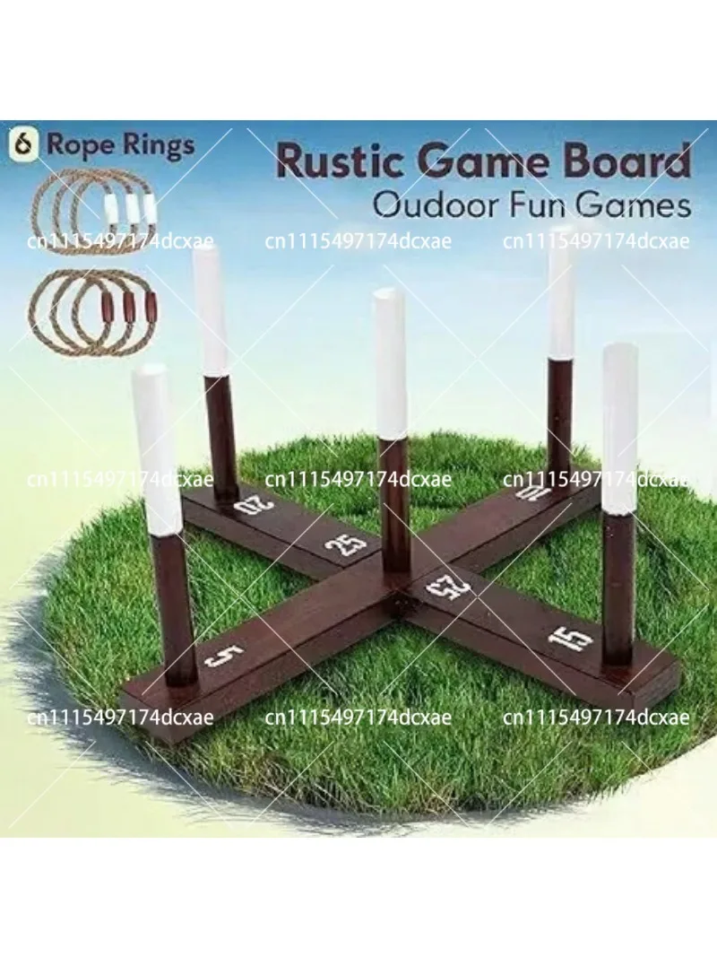Wooden Ring Toss Game Outdoor Family Party Solid Wood Toy Parent-Child Interactive Team Building