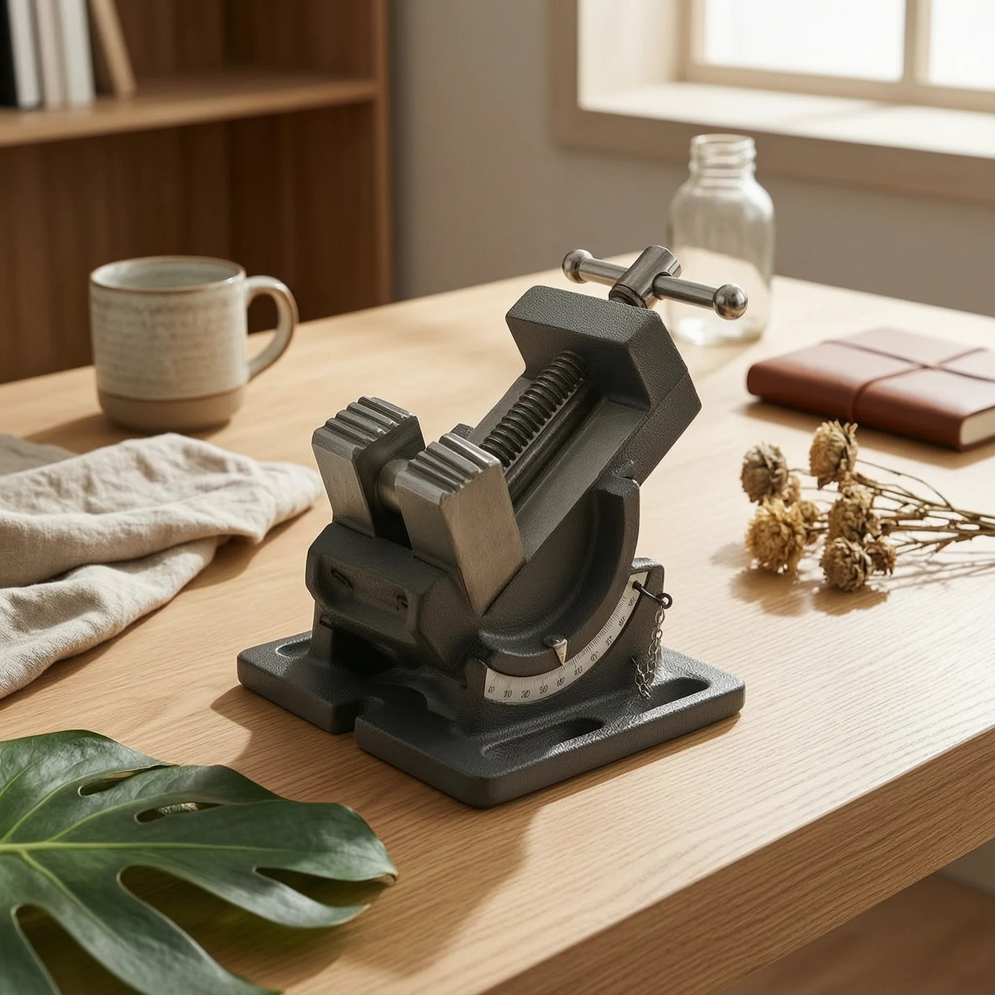Adjustable Angle Vise Heavy-Duty Inclined Bench Vise Precision Stable for Machinists, Machine Shops, Workshops
