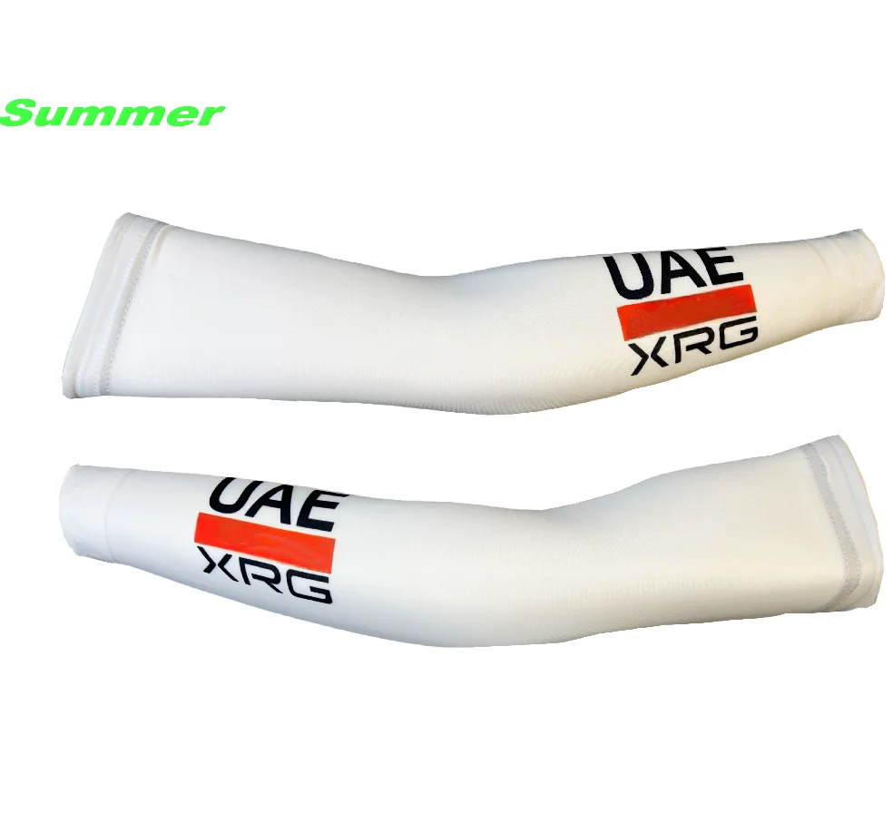 SPRING SUMMER/WINTER FLEECE THERMAL 2025 UAE XRG TEAM CYCLING ARM WARMERS SUN UV PROTECTION ONE PAIR SZIE XS-4XL