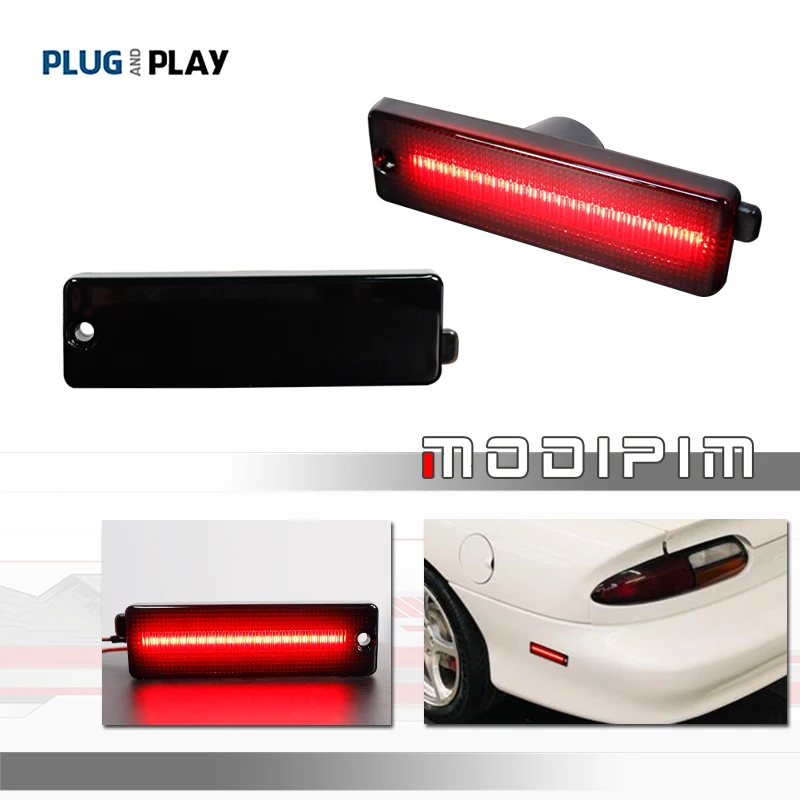 

Smoked Lens Red / White LED Car Rear Bumper Side Marker Signal Lights Driving Lights / Parking Lights For 1993-2002 Chevy Camaro