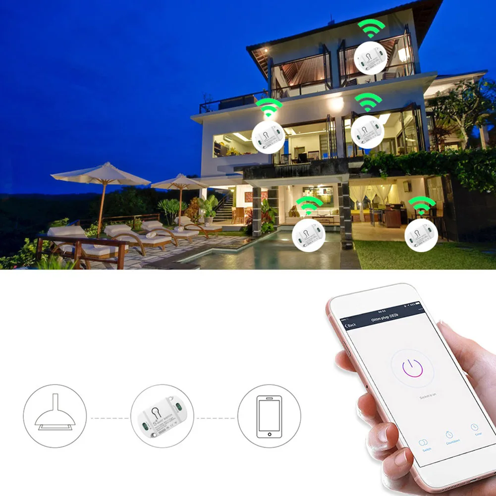 

Автоматический выключатель Tuya/Smart Life App Таймер, совместимый с Wi-Fi-переключателем для домашней автоматизации с голосовым контроллером 10A