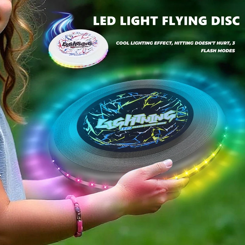 Kids Outdoor LED Flying Disc Toy Fun Creative Nighttime Colorful Light Flying Saucer Parent-child Interactive Sports Toys Gifts