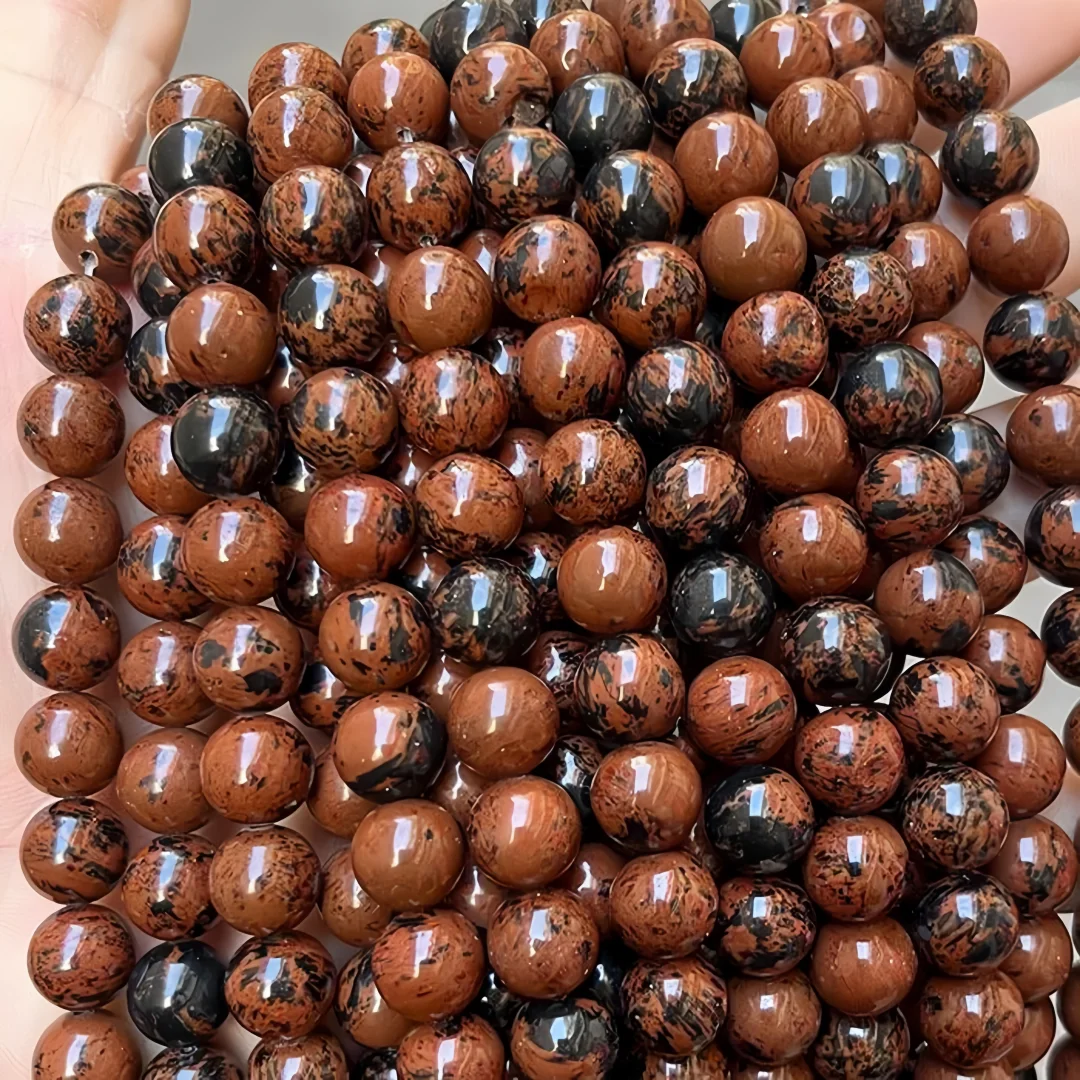 4/6/8/10mmm Mahogany Obsidian Beads, Natural Round Semi Precious Stone Smooth Mahogany Obsidian Beads, for making DIY jewelry