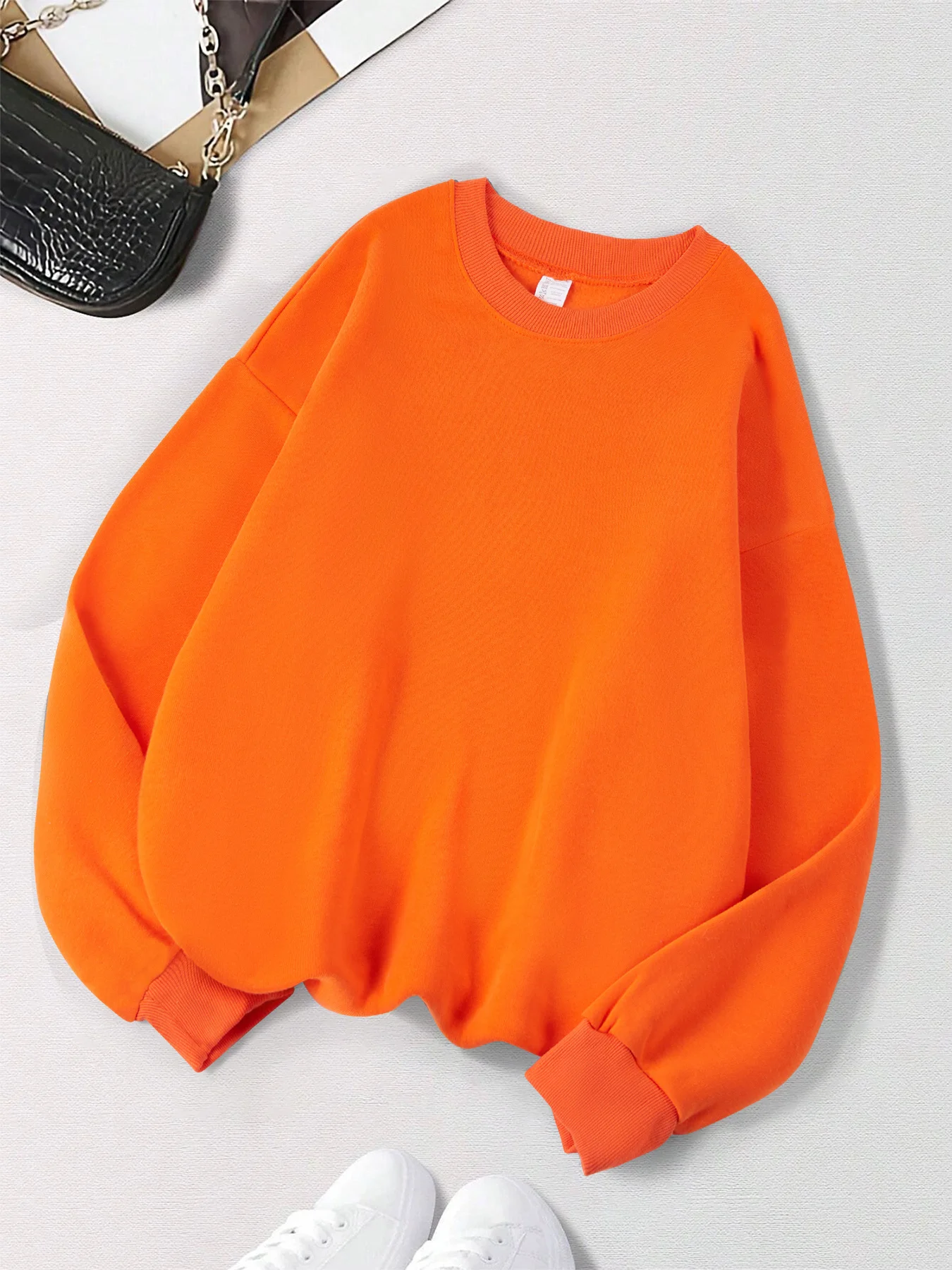 Herbst Hoodie Frauen Plus Größe Sweatshirt Bequeme Solide Tops Fleece Mode Kleidung Straße Weiche Sportswear Casual Warme Pullover – Detail 8