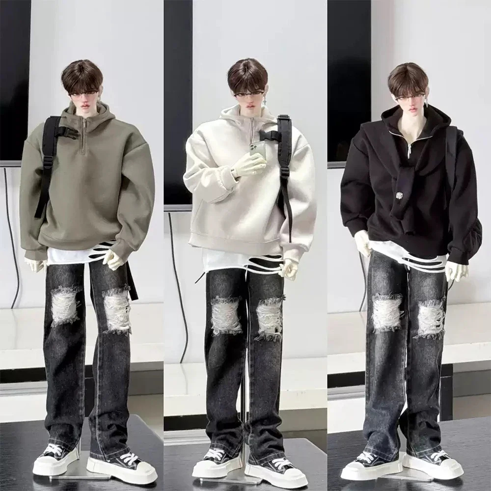 （Customize 30 Days） handmade toy 1/4  uncle ID75 BJD/SD Doll clothes Half zip hooded sweat shirt （1 point）