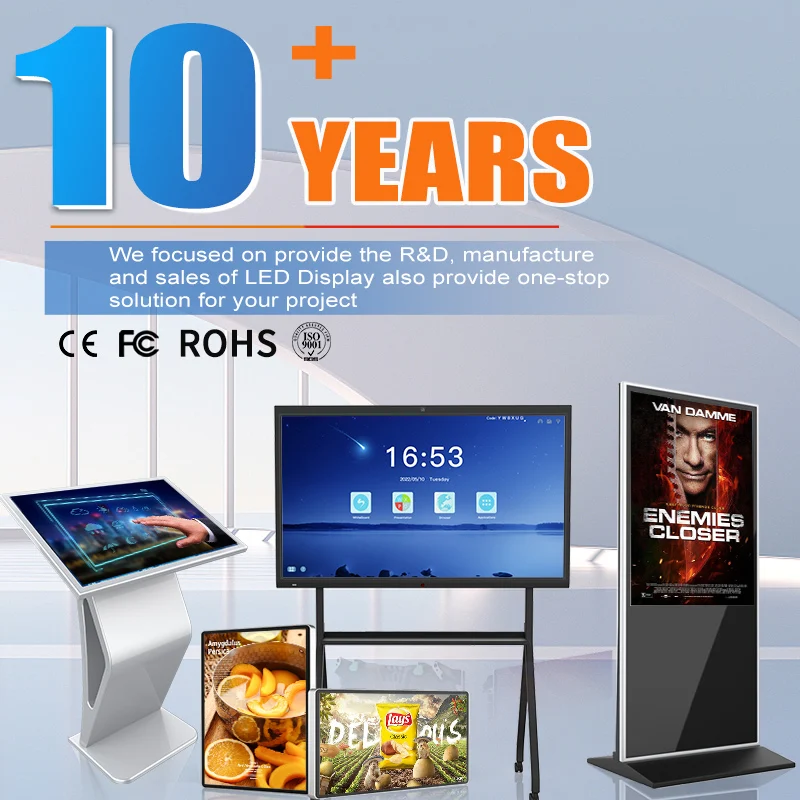 Quiosque de chão com sinalização digital e display Wi-Fi, tela LCD sensível ao toque, totem de 32 polegadas para publicidade interna.
