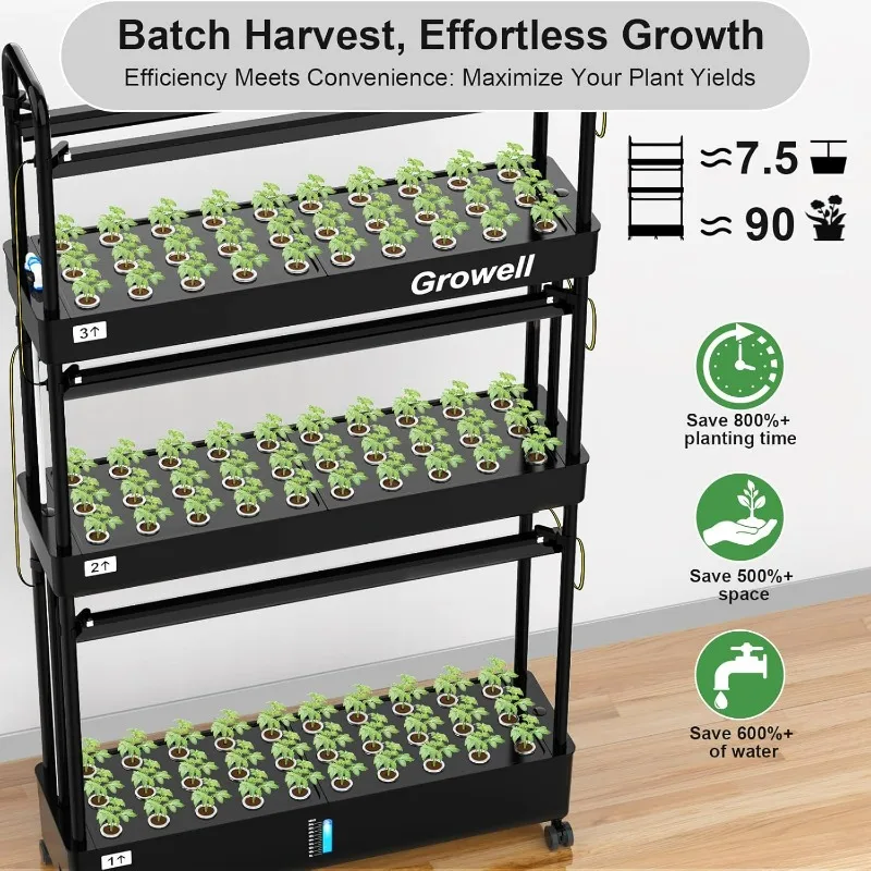 Hydroponics Growing System Kit, 60 Pods Vertical Garden with LED Grow Light, Auto Circulating Water System & WiFi Smart Plug