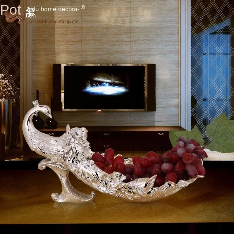 BJ-12 European Style Fruit Plate Peacock Ornaments Living Room Desktop Furnishings Creative House Housewarming and Wedding Gifts - view 3