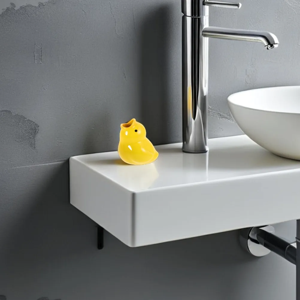 

2Pcs Ceramic Bathroom Toothbrush Holder Cute Cartoon Duck Storage Organizer Travel Sink Use Toothbrush Stand Tooth Brush Stand