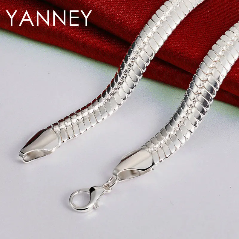 925 Sterling Silver 8MM 18 Inches Luxury Hip Hop Snake Chain Necklace For Men Women Fashion Gifts Jewelry Wedding Accessories