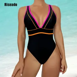 Riseado Women's One Piece Swimsuit SexyTummy Control V Neck Bathing Suits