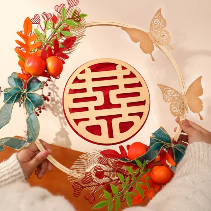 

Wedding Room Door Wedding Wreath Decoration Hanging Men's New Room Background Wall Creative Dress Up Wedding Room Decoration Set