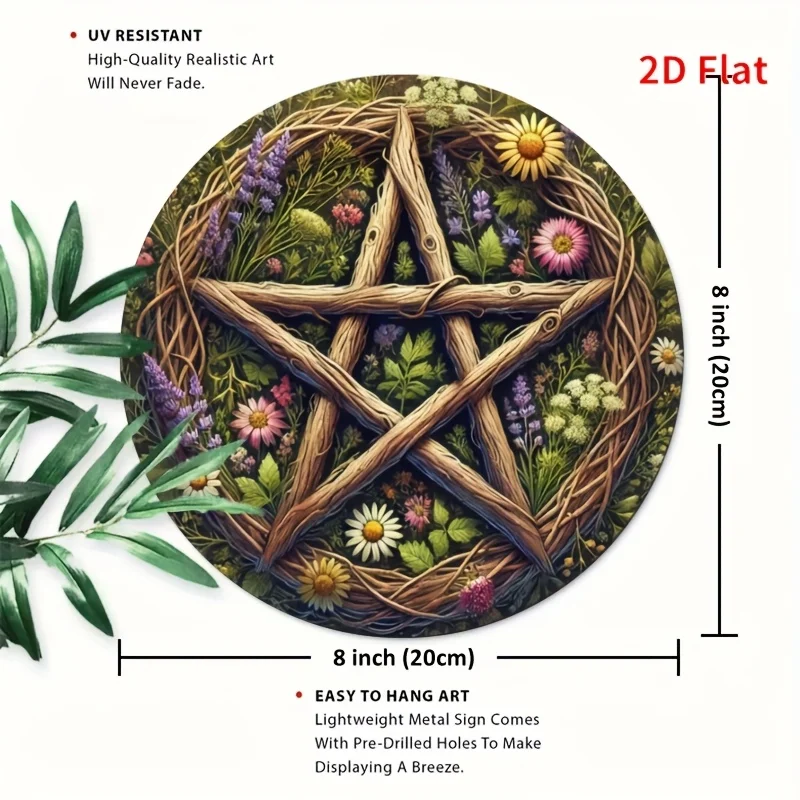 2D Flat - 2D Flat Print, 1pc, Gothic Pentagonal Theme Decoration Stylish Circular Wall Decoration, Striking Beauty - Easy to Han