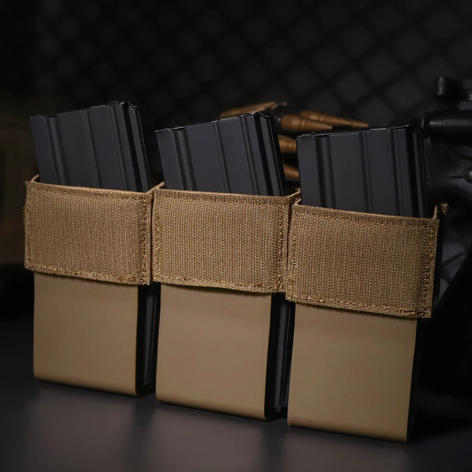 KRYDEX Tactical Elastic 5.56 Triple Mag Insert 7.62 Magazine Pouch For D3CR Chest Rig FCPC Plate Carrier Vest Placard Kangaroo