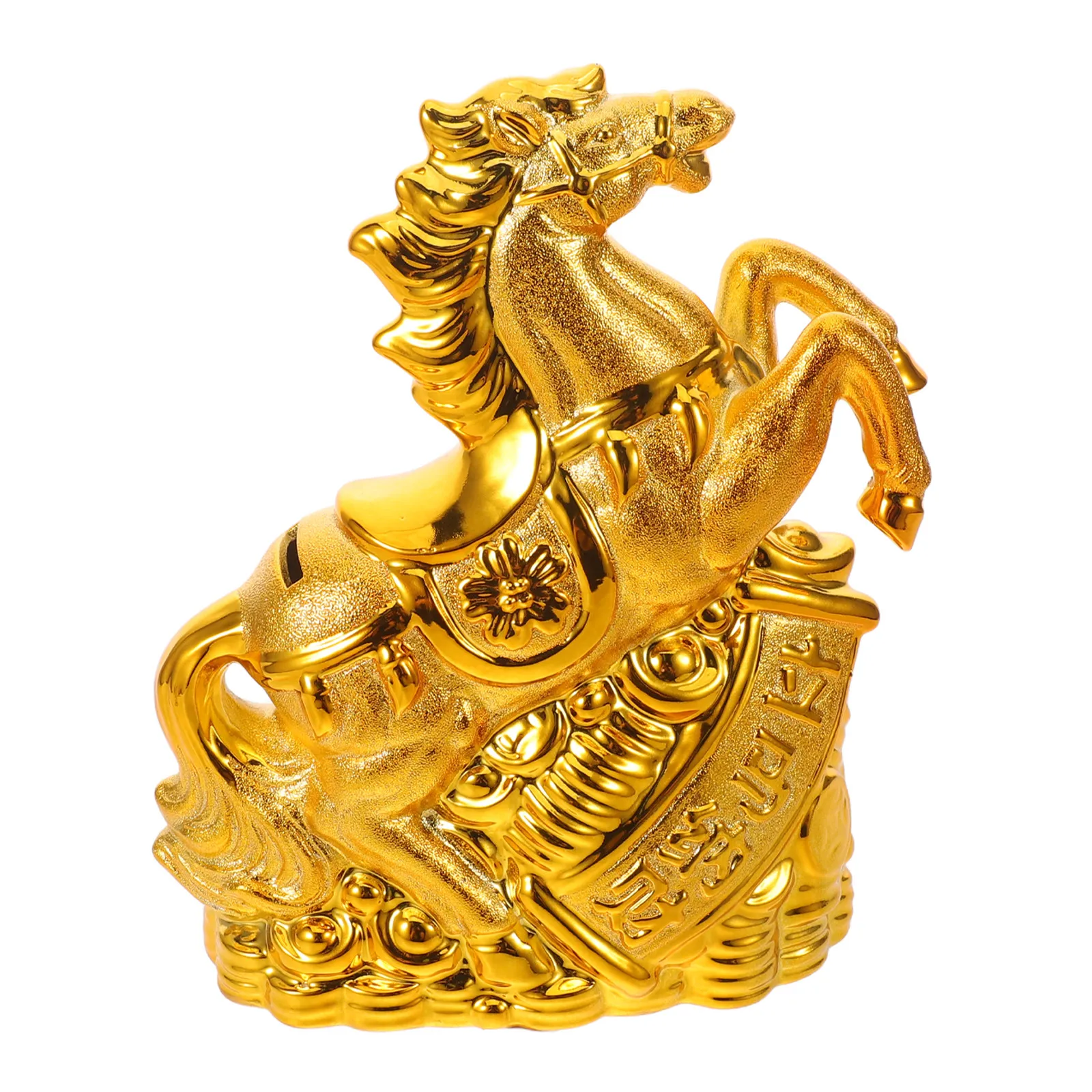 Premium Ceramic Horse Savings Bank Lifelike Zodiac Animal Coin Holder Compact Decorative Money Box for Shelf Desk Entryway Decor
