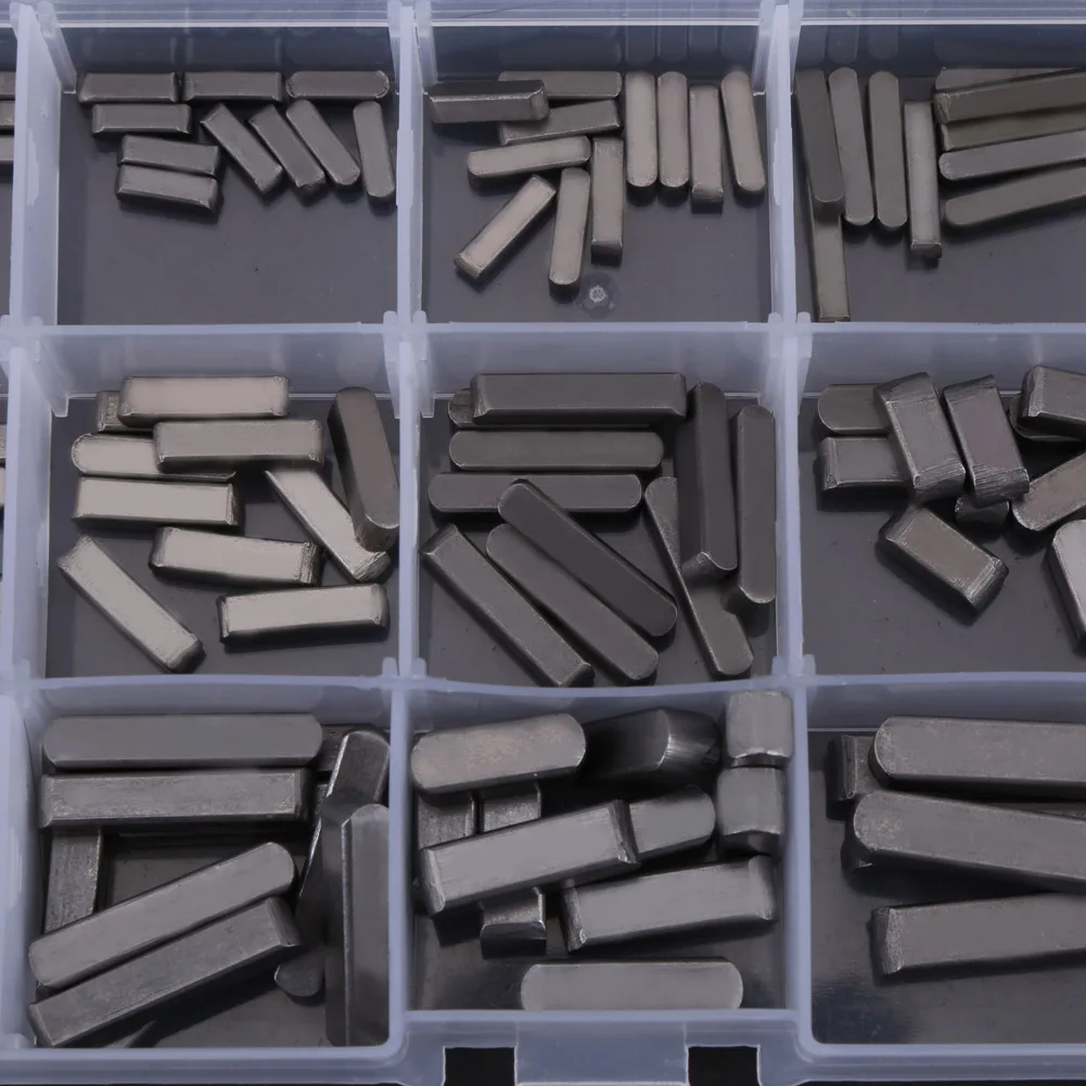 140pcs A3 Carbon Steel Round Ended Feather Key Parallel Drive Shaft Keys Pins Set 8mm 10mm 12mm 16mm 20mm 25mm 30mm