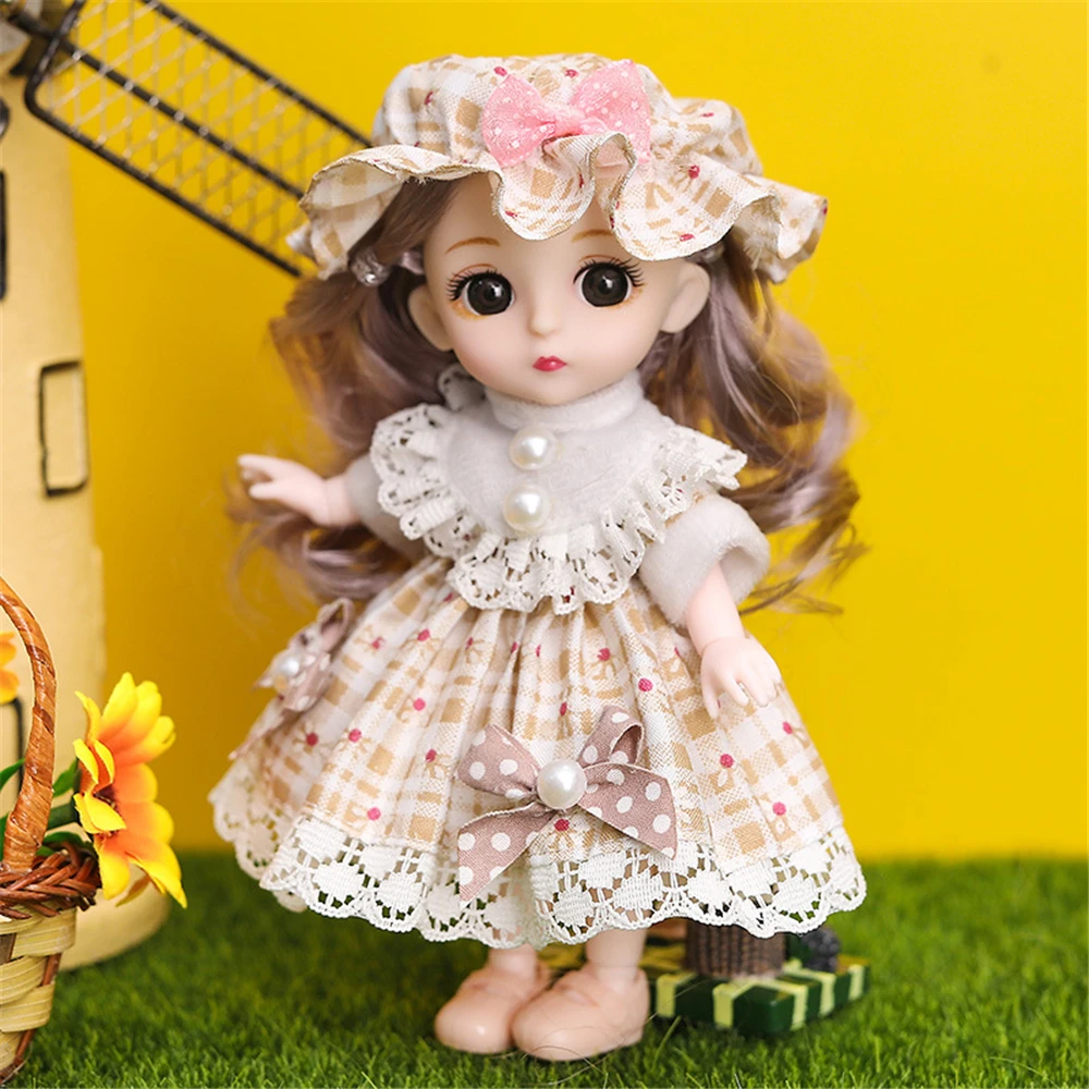 16cm BJD Doll with Clothes and Shoes 1/12 Movable 13 Joints Cute Sweet Face Princess Girl Gift Baby Toys