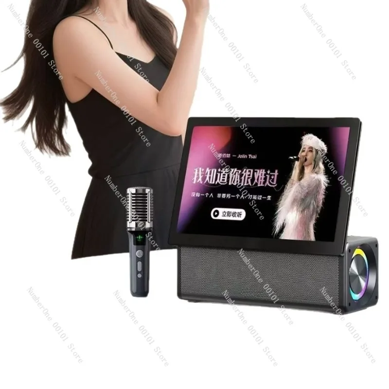 Portable 15 Inch Smart Video Speaker with Rotating Screen WiFi Wireless Phone Screen Mirroring Connected Audio System Carry