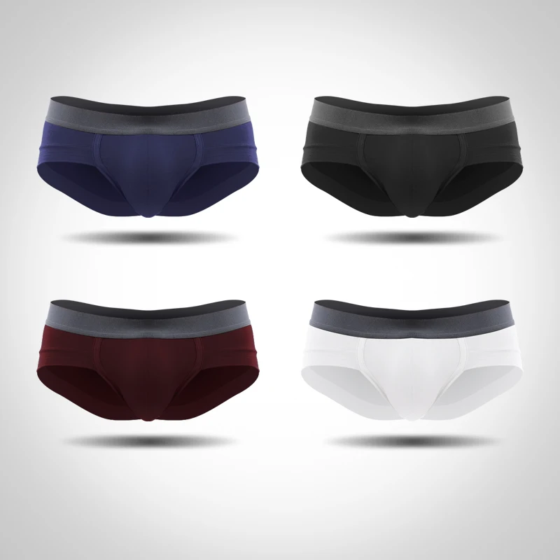 Men's Underwear, Men's Briefs, U-Shaped Pouch, Modal Breathable Summer Youth White Low-Waist Briefs