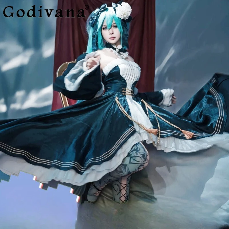 Cosplay Party Dress for Women Black Street Halloween Uniform Full Dress Set Female Festival Carnival Role Playing Dress