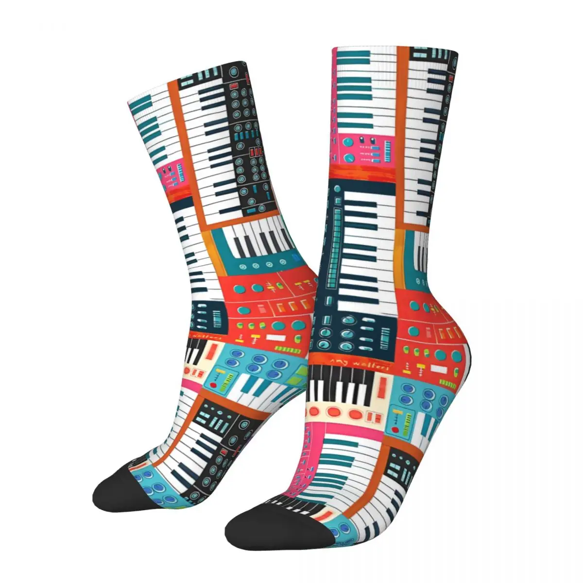 Happy Men's Socks Synthusiast Vintage Modular Synthesizer Harajuku Crazy Crew Sock Gift Pattern Printed