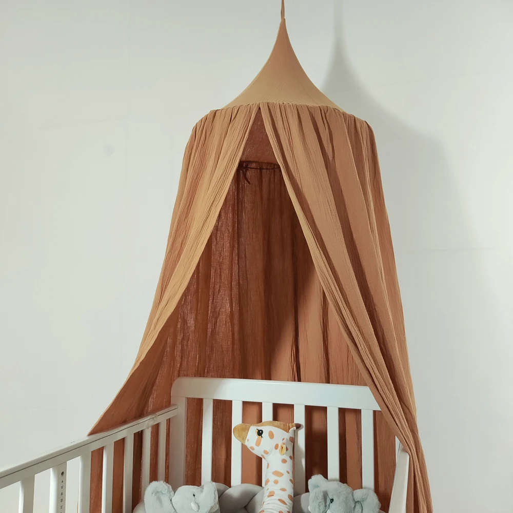 Certificated Premium Muslin 100% Cotton Hanging Canopy Tent Bed Baldachin for Baby Nursery Kids Room