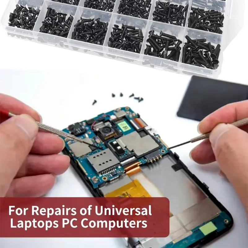 860pcs-Miniature Computer Screw Set, Miniature Eyeglass Screws M1.2 M1.4 M1.7 M2 M2.5 M3, Electronic Screws for PCs and Laptops