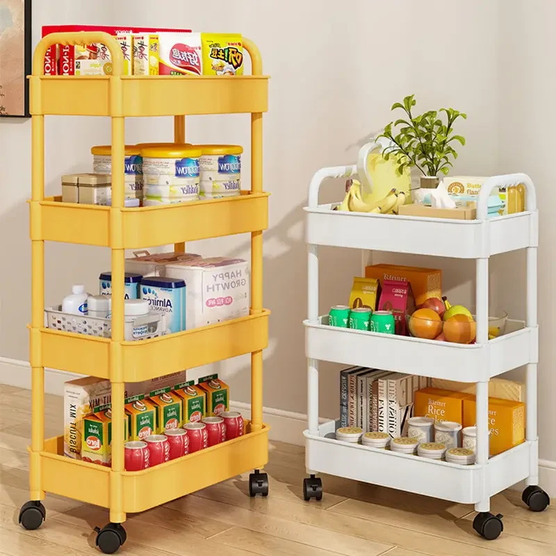 Trolley Storage Rack Bedroom Bathroom Floor Multi-Layer Snack Rack Kitchen Movable Baby Storage Rack