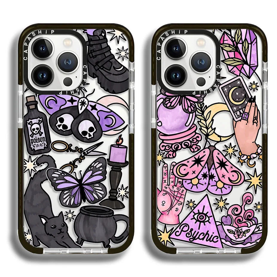 Skeleton Butterfly Letter Cat Case For iPhone 16 15 14 13 12 11 Pro X XS XR Max 7 8 Plus SE 2022 Soft TPU Shockproof Back Cover