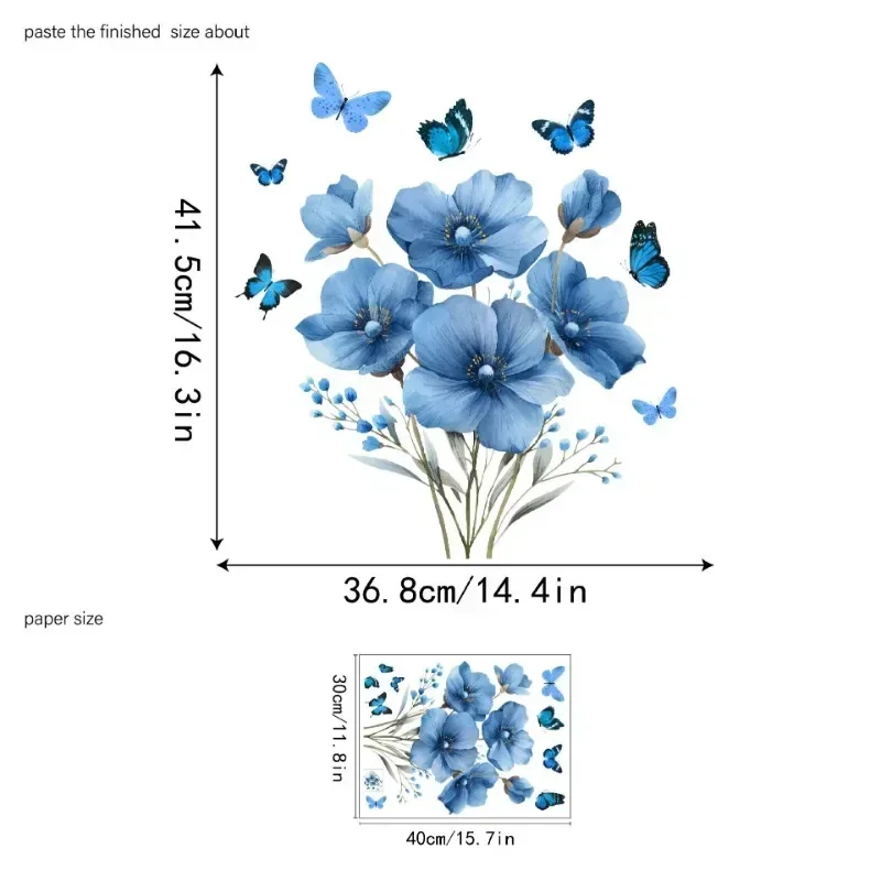 1pcs 30-40cm Flower Butterdly Wall Art Decoration Home Background Simple Self-adhesive Waterproof Wall Stickers for Kids Room