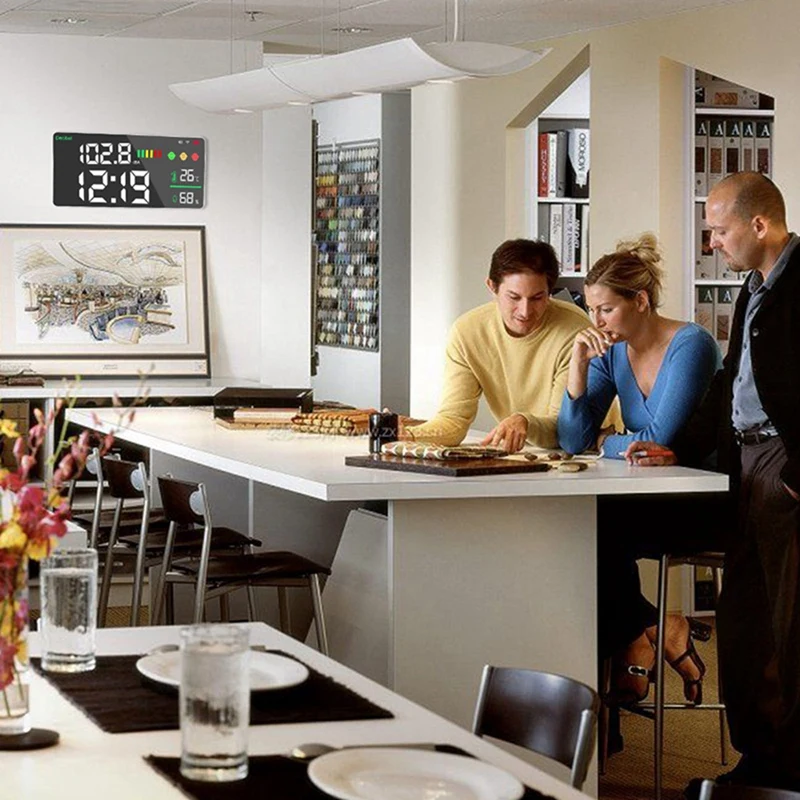 Tuya เครื่องวัดเสียงเดซิเบลระบบดิจิทัล Wi-Fi มอนิเตอร์ความชื้นและอุณหภูมิ LED หน้าจอใหญ่เดซิเบลมิเตอร์