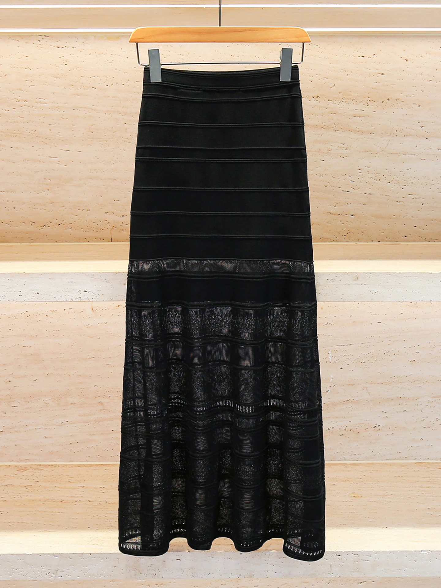 

S Home South Oil Высококачественная женская летняя трикотажная длинная юбка трапециевидной формы с высокой талией на лето 2025 Hepburn Sle