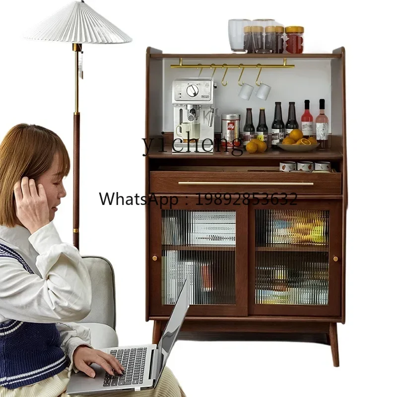 GZ  Nordic side cabinet Solid wood small apartment cabinet Locker Locker Microwave oven cabinet