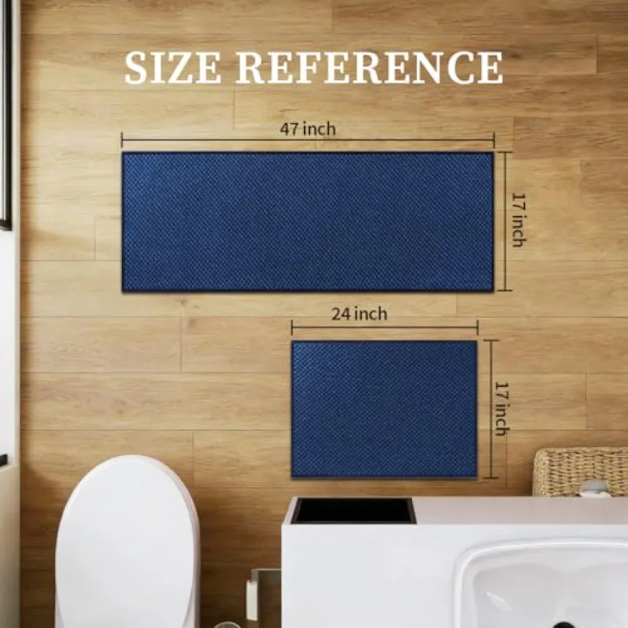 Bathroom Rugs Sets 2 Pcs Non Slip Washable, Absorbent Quick Dry Bath Mat Set, Weave Texture Low Profile Bath Rugs, Floor Mats f