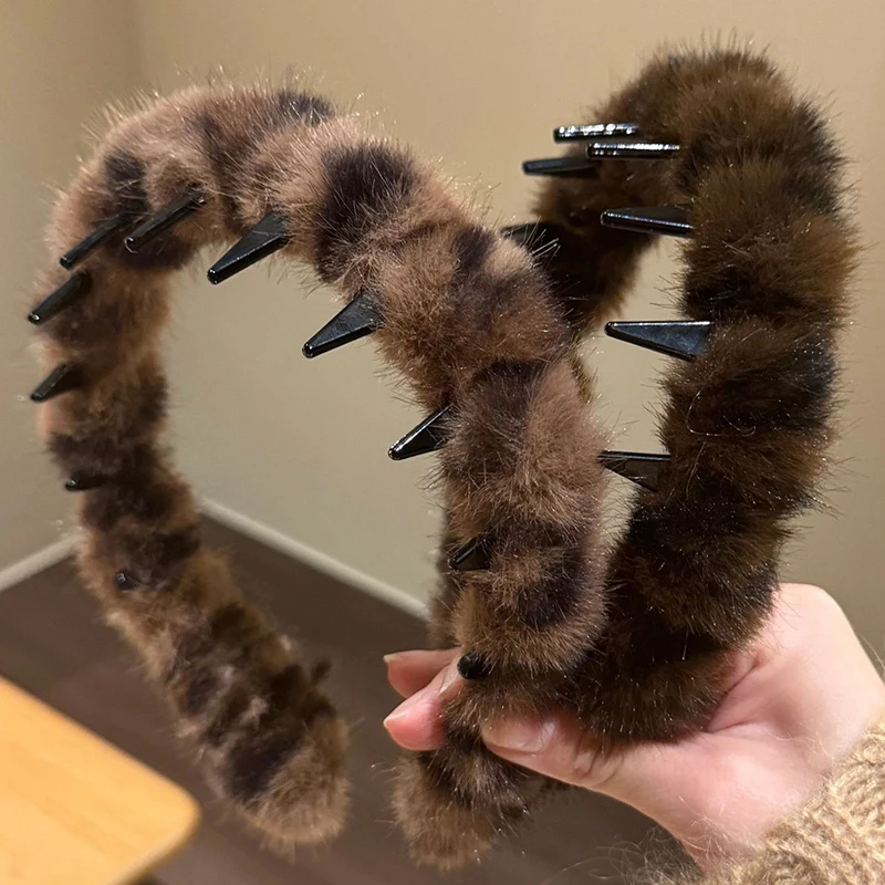 

1/2PCS Retro Leopard Print Toothed Plush Headband Versatile Daily Use Autumn Winter Headwear High Quality Korean Hair Accessoy
